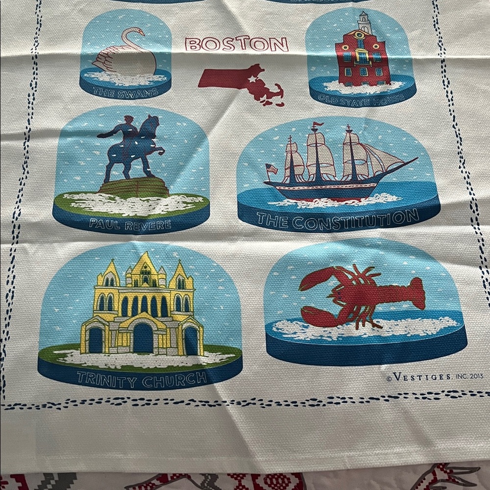 Oversized, unused, Boston scene snow globe T Towel - Picture 3 of 5